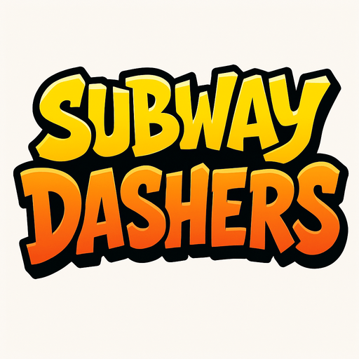 subway surfers style logo with text subway dashers.
In-Game asset.  2d.  High contrast.  No shadows