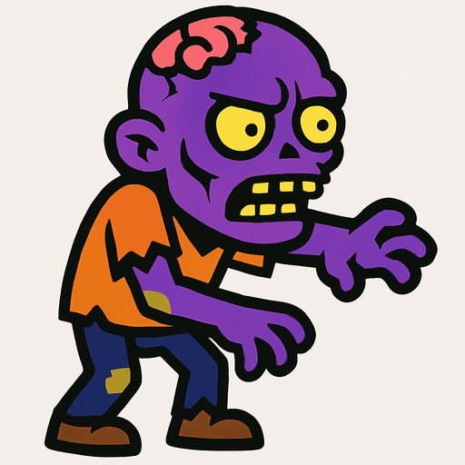 purple zombie 2d.
In-Game asset.  2d.  High contrast.  No shadows