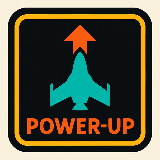 A power-up logo for spaceships.
In-Game asset.  2d.  High contrast.  No shadows
