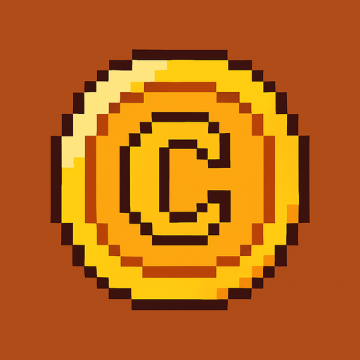 a pixel art  coin.
In-Game asset.  2d.  High contrast.  No shadows