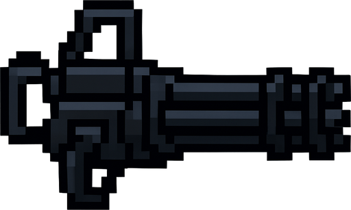 minigun negra hecha con pixeles..
In-Game asset.  2d.  High contrast.  No shadows