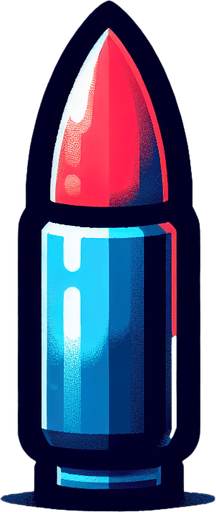 bullet red and blu.
Single Game Texture.  In-Game asset.  2d.  Blank background.  High contrast.  No shadows