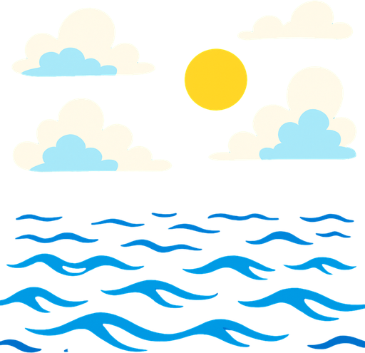 gökyüzü ve deniz.
In-Game asset.  2d.  High contrast.  No shadows