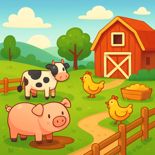 Simple Casual game background animal farm.