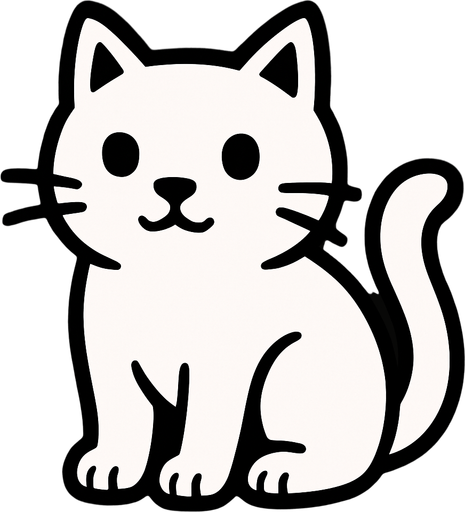 White cat.
In-Game asset.  2d.  High contrast.  No shadows