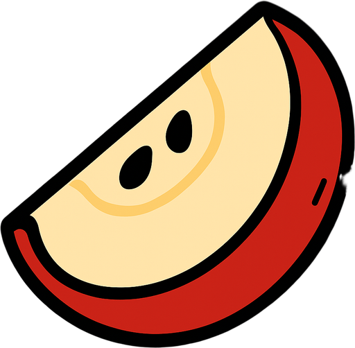 Aple piece.
In-Game asset.  2d.  High contrast.  No shadows