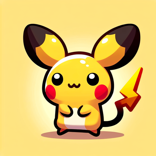 Generate an image of a pikachu  from Pokémon.
Single Game Texture. In-Game asset. 2d. Blank background. High contrast. No shadows.