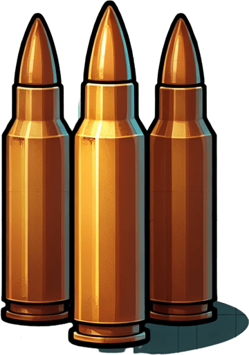 Ammo.
Single Game Texture. In-Game asset. 2d. Blank background. High contrast. No shadows.