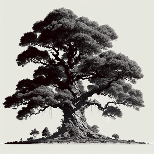 Big tree.
Single Game Texture.  In-Game asset.  2d.  Blank background.  High contrast.  No shadows