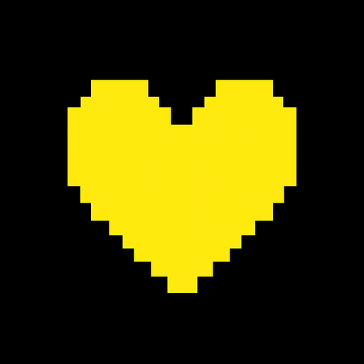 Yellow heart Undertale.
In-Game asset.  2d.  High contrast.  No shadows