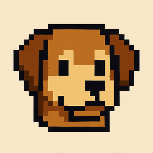 pixel art 2D dog head.
In-Game asset.  2d.  High contrast.  No shadows