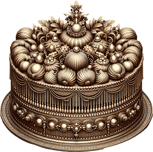 le plus délicieux gâteau/pâtisserie de luxe du monde..
Single Game Texture.  In-Game asset.  2d.  Blank background.  High contrast.  No shadows