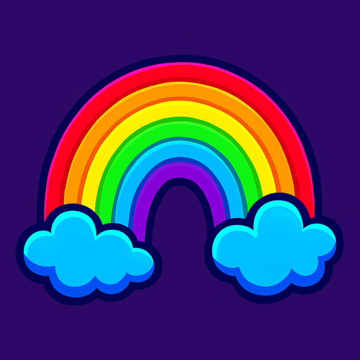 Rainbow effect. Vibrant..
In-Game asset.  2d.  High contrast.  No shadows