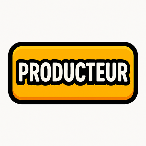 PRODUCTEUR BUTTON.
In-Game asset.  2d.  High contrast.  No shadows
