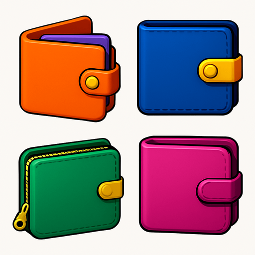 Pack of different wallets.
In-Game asset.  High contrast.  No shadows. 3D
