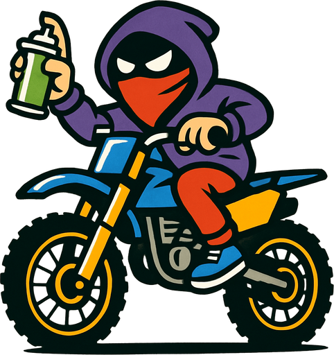 vandal riding dirt bike.
In-Game asset.  High contrast.  No shadows