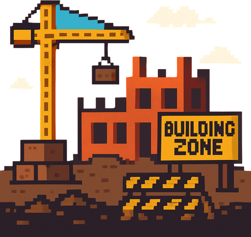 Pixel art:building zone.
In-Game asset.  2d.  High contrast.  No shadows