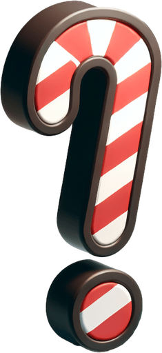 exclamation mark in the shape of a candy cane Single Game Texture. In-Game asset. 2d. Blank background. High contrast. No shadows.