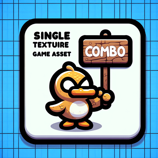 duck holding a sign written "combo".
Single Game Texture. In-Game asset. 2d. Blank background. High contrast. No shadows. duck holding a sign written "combo". Cartoon.