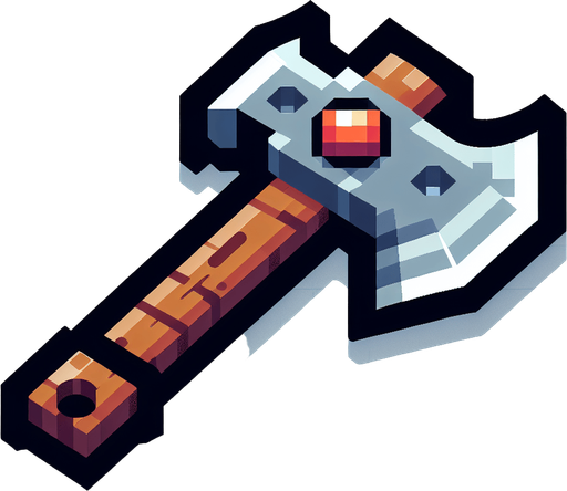 8-bit. cartoon. axe. in game asset. no shadow..
Single Game Texture. In-Game asset. 2d. Blank background. High contrast. No shadows.