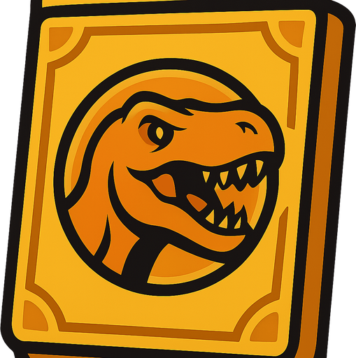 A Yellow card pack with a T-TEX in the center