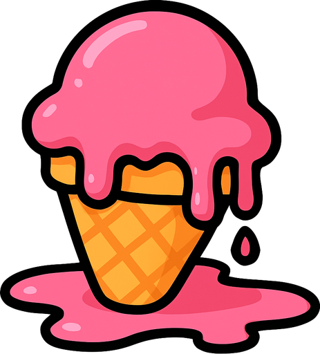 icecream_melt_cartoon.
In-Game asset.  2d.  High contrast.  No shadows