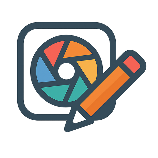 editing application logo. No background. Transparent background. Blank background. No shadows. 2d. In-Game asset. flat