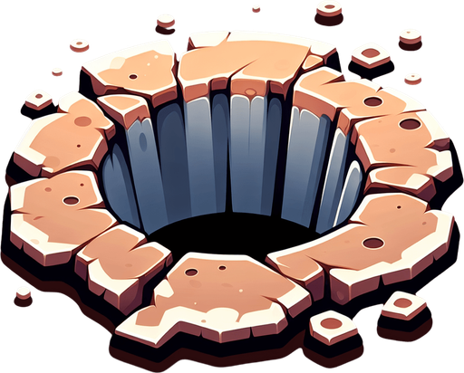 hole cartoon 2d, blank background.
Single Game Texture.  In-Game asset.  2d.  Blank background.  High contrast.  No shadows