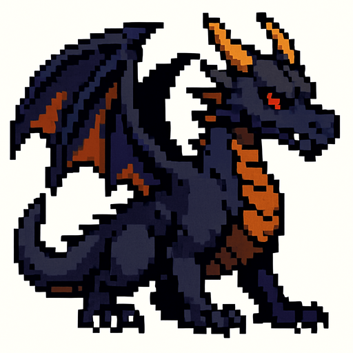 DARK DRAGON PIXEL.
In-Game asset.  2d.  High contrast.  No shadows