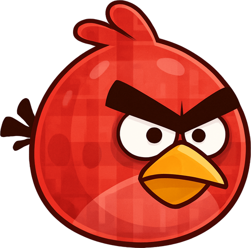 red angry bird transparan.
In-Game asset.  2d.  High contrast.  No shadows