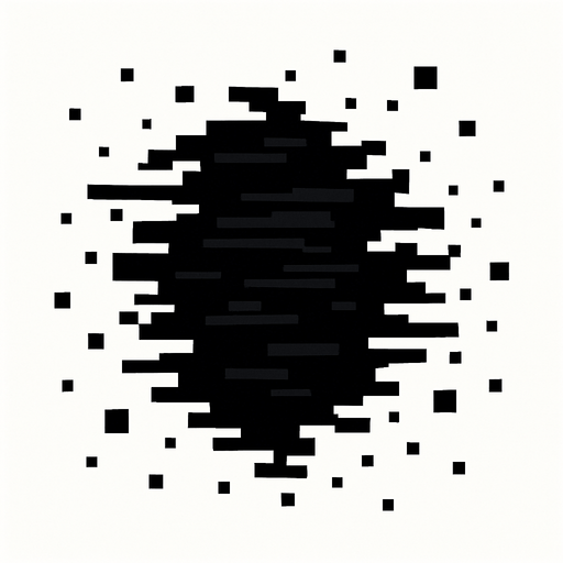 Un glitch negro.
In-Game asset.  2d.  High contrast.  No shadows. Píxel art