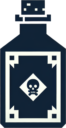 A bottle of poison.
Single Game Texture. In-Game asset. 2d. Blank background. High contrast. No shadows.