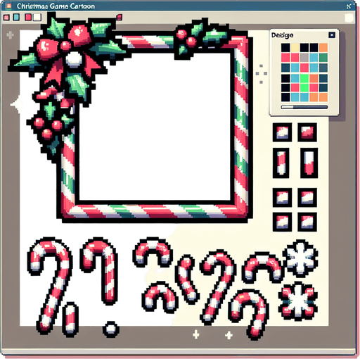 8-bit, cartoon. x-mas candy can frame. high contrast. simple. Single Game Texture. In-Game asset. 2d. Blank background. High contrast. No shadows.