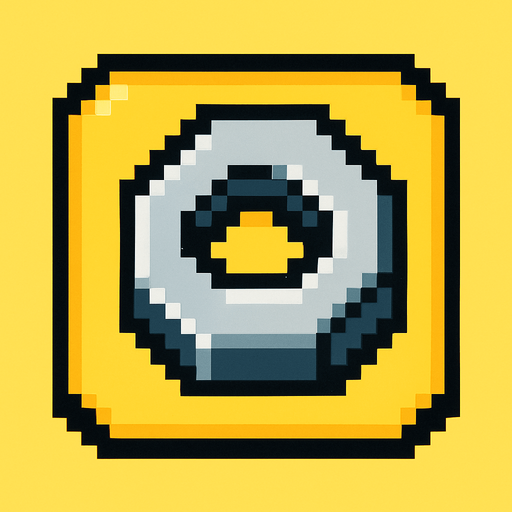 Una tuerca pixelar como boton.
In-Game asset.  2d.  High contrast.  No shadows