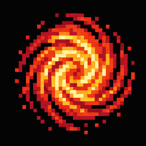 sirculo de torbellino de pixeles.
In-Game asset.  2d.  High contrast.  No shadows