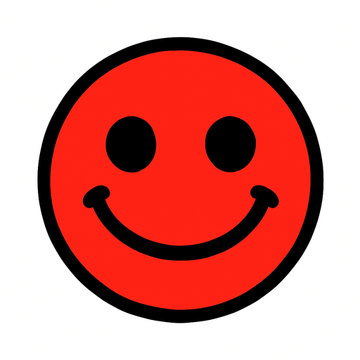 red smiley ball.
In-Game asset.  2d.  High contrast.  No shadows