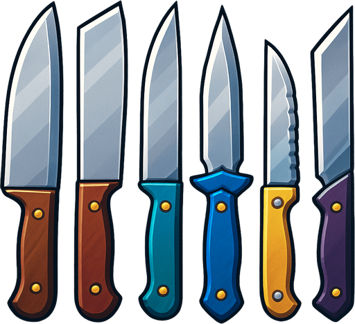 Pack of different knives.
In-Game asset.  High contrast.  No shadows. 3D