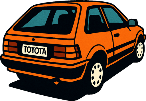 arka sağdan bakan toyota araba.
In-Game asset.  2d.  High contrast.  No shadows
