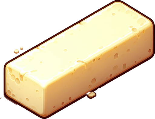 soft butter stick. Single Game Texture. In-Game asset. 2d. Blank background. High contrast. No shadows.