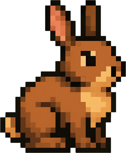 Pixel Rabbit.
In-Game asset.  2d.  High contrast.  No shadows