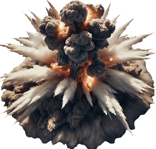 explosion from top.
zenith view