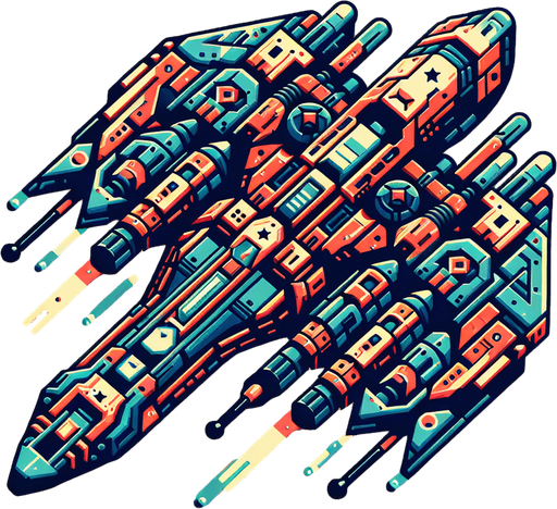 spaceship.
Single Game Texture. In-Game asset. 2d. Blank background. High contrast. No shadows.