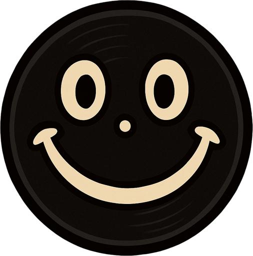 Circle smile face record dark color.
In-Game asset.  2d.  High contrast.  No shadows. Cartoon