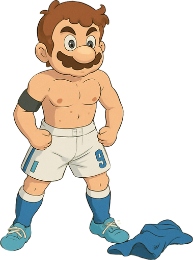 Ghibli style but mario face should be  childish