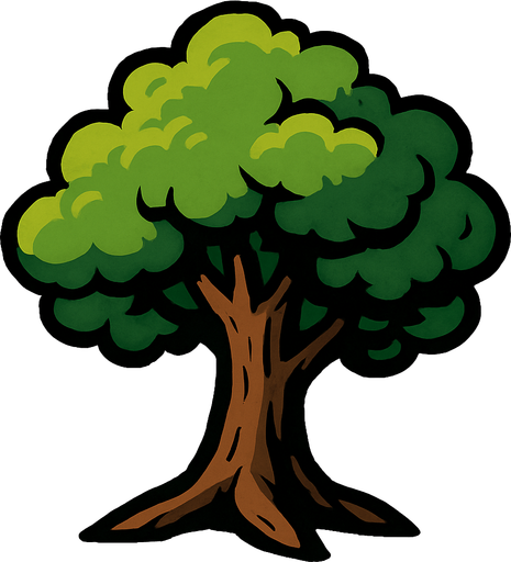 ağaç.
In-Game asset.  2d.  High contrast.  No shadows