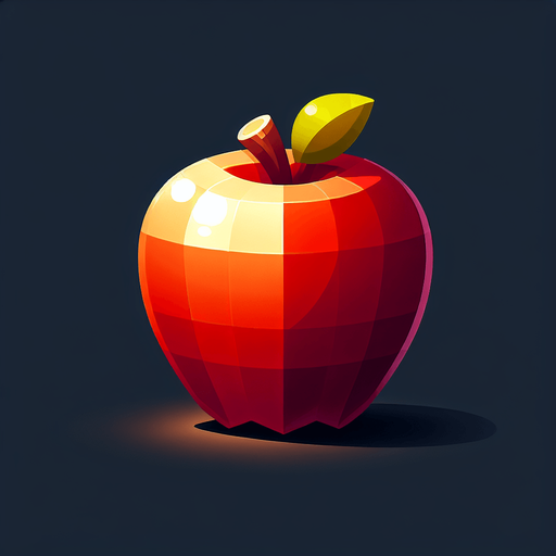 An apple in a rts style Single Game Texture. In-Game asset. 2d. Blank background. High contrast. No shadows.