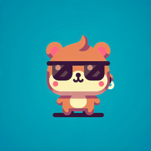 a little squirrel with sun glasses and earring.
Single Game Texture. In-Game asset. 2d. Blank background. High contrast. No shadows.