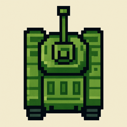 green tank pixel art top down.
In-Game asset.  2d.  High contrast.  No shadows