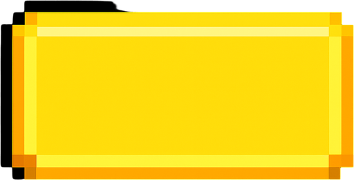A yellow pixelart rectangle button..
In-Game asset.  2d.  High contrast.  No shadows