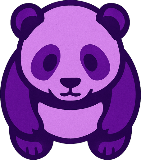 purple panda top view.
In-Game asset.  2d.  High contrast.  No shadows